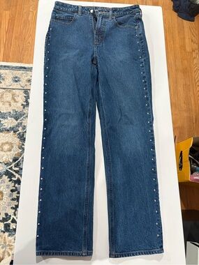 Old Navy Blue Straight-Leg Jeans with Side Studs